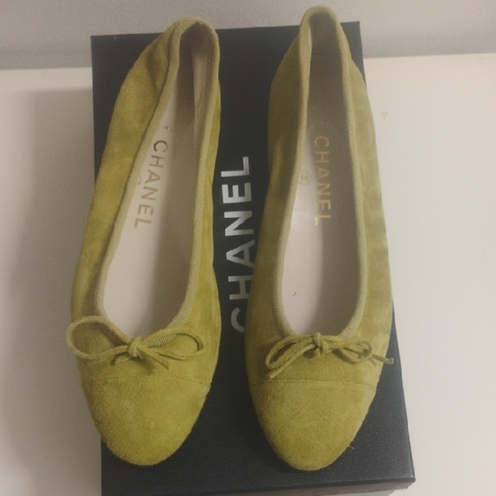 Chanel Yellow Flats Suede Loafers